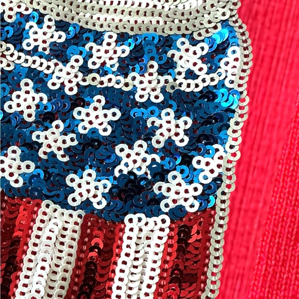 FANTASTIC FAWN patriotic red tunic “cans” dress S M L - Picture 9 of 9